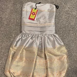 Brocade Fit and Flare Bubble Hem Dress